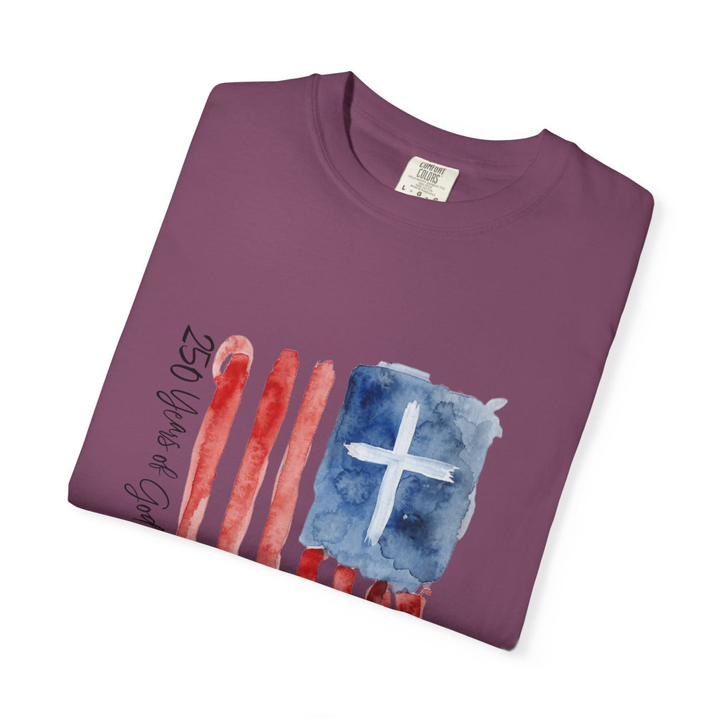 Patriotic Watercolor Flag T-Shirt — "God Bless America"