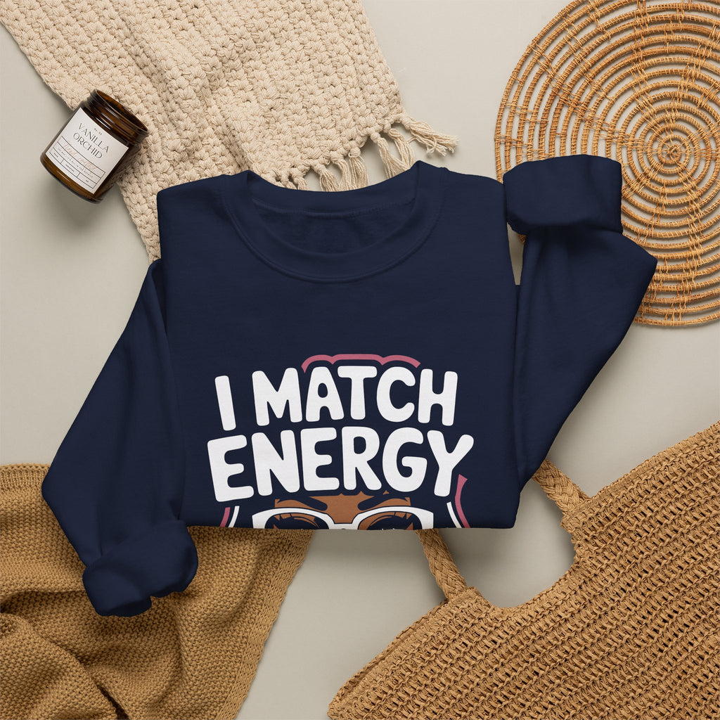 I Match Energy Crewneck Sweatshirt — How We Acting Today? Graphic Pullover for Bold Women