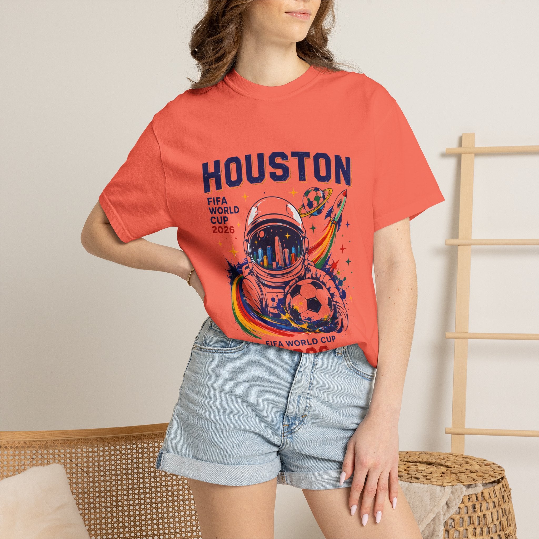 Houston FIFA World Cup 2026 Astronaut Soccer T-Shirt