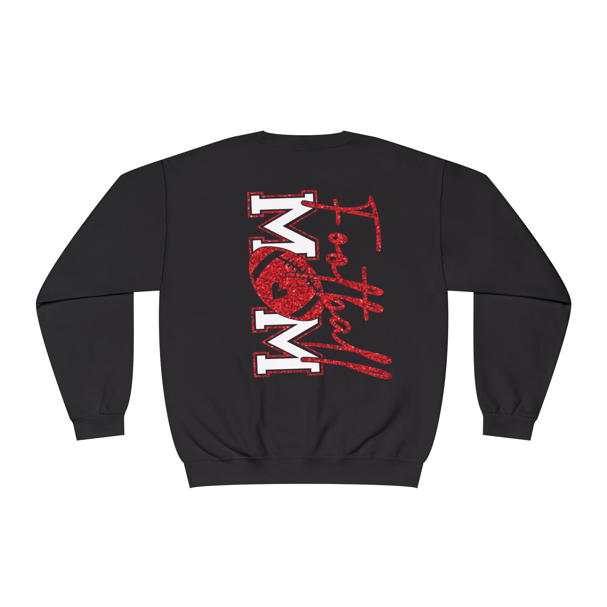 Football Mom Crewneck Sweatshirt — White Football MOM Pullover (Front & Back Graphic)