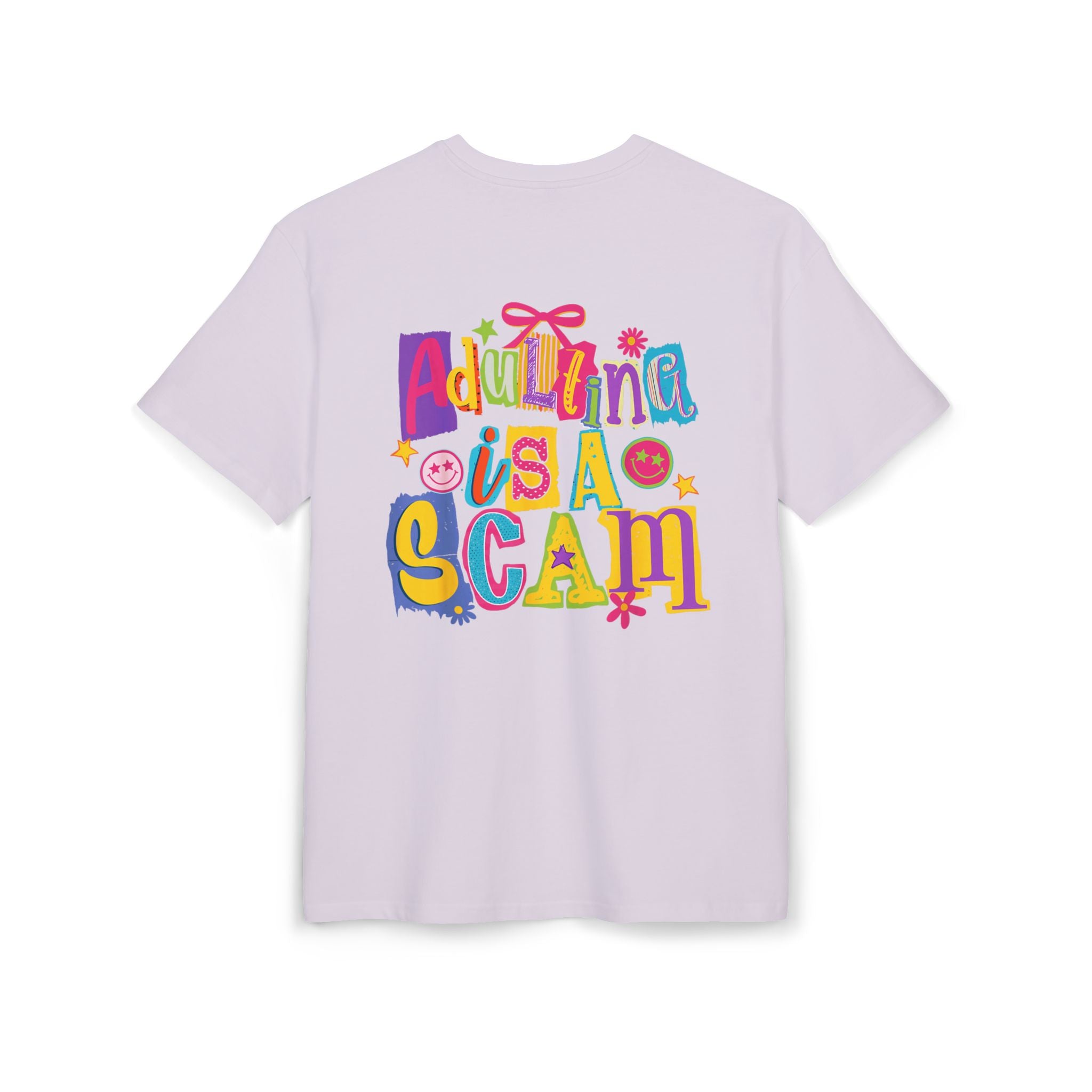 Adulting Is A Scam Oversized Tee — Heart-Eyes Smiley Graphic