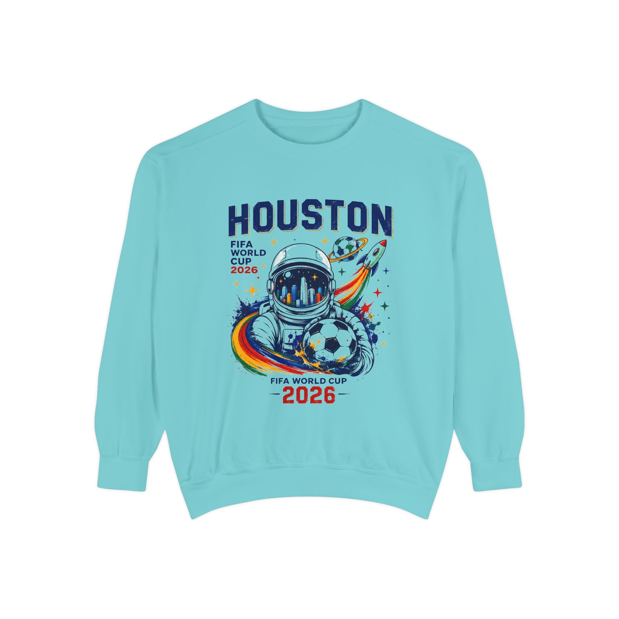 Houston 2026 FIFA World Cup Sweatshirt — Astronaut Soccer Retro Crewneck
