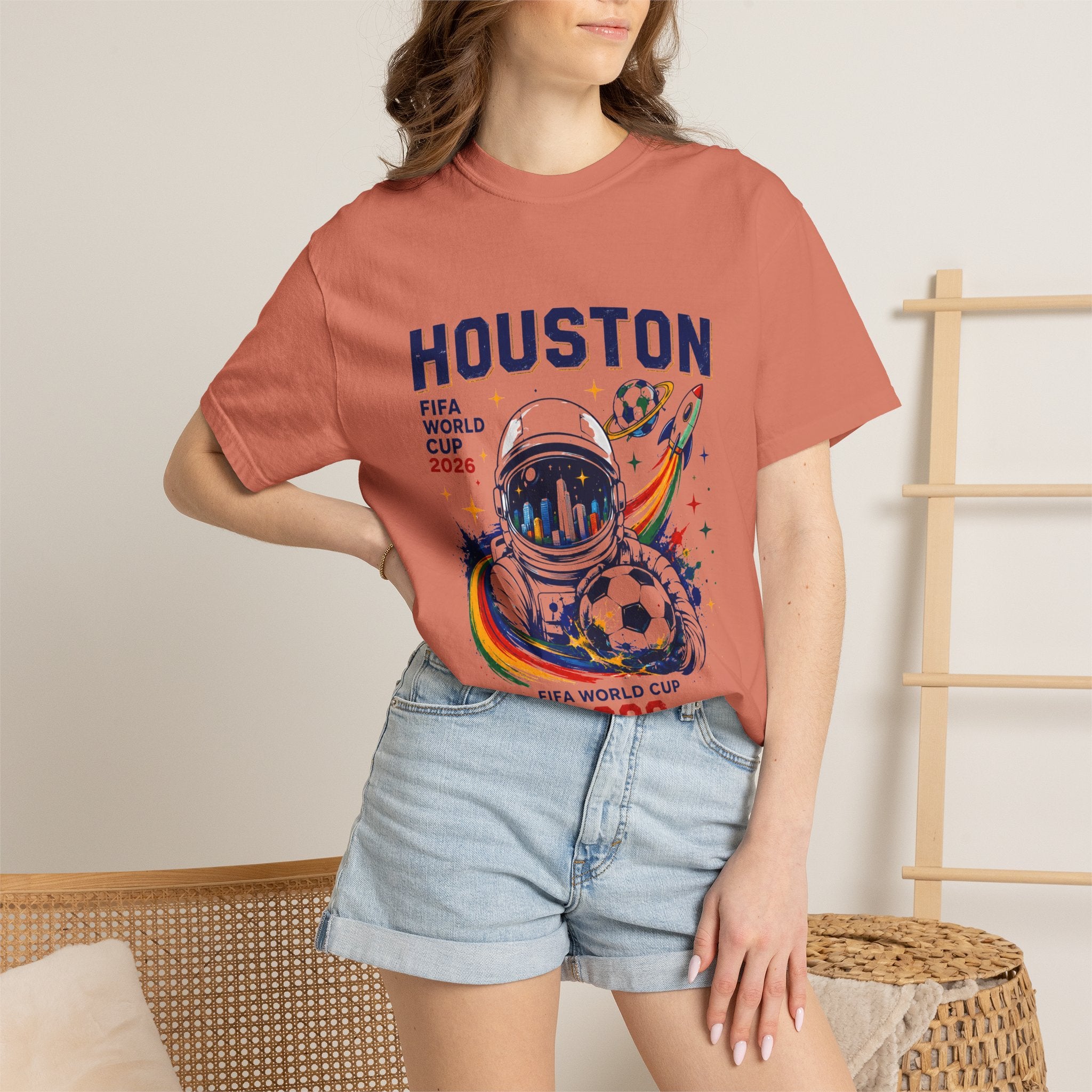 Houston FIFA World Cup 2026 Astronaut Soccer T-Shirt
