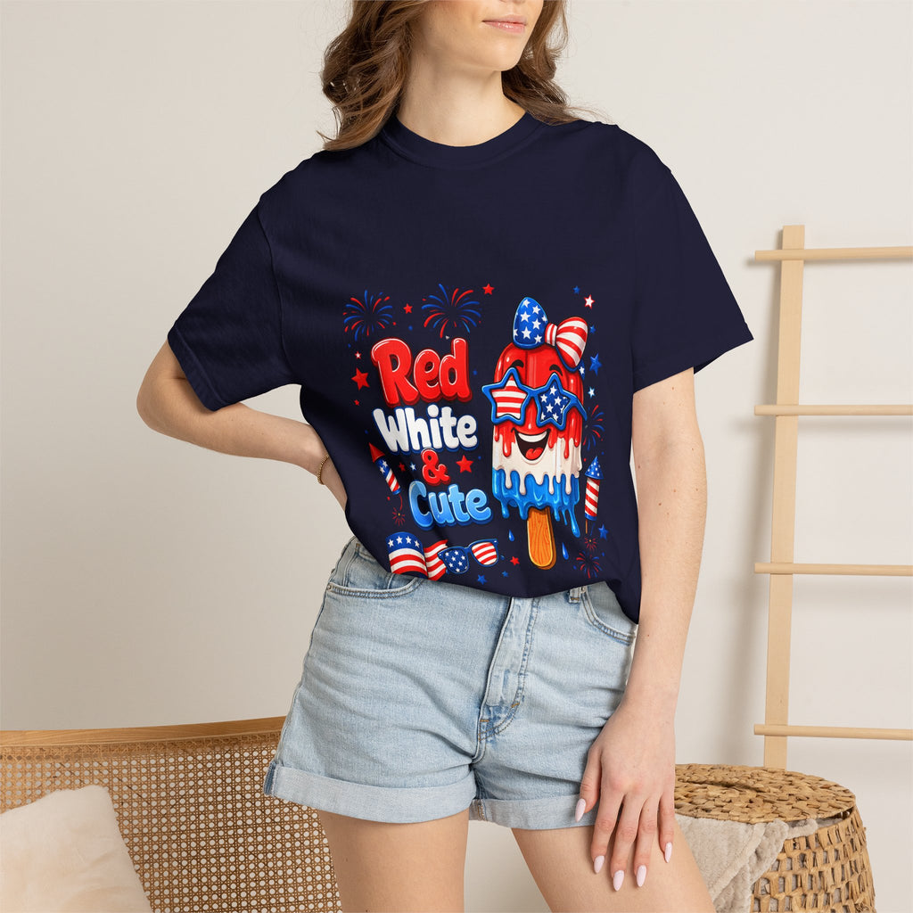 Patriotic "Red White & Cute" T-Shirt — 4th of July American Flag Popsicle Tee