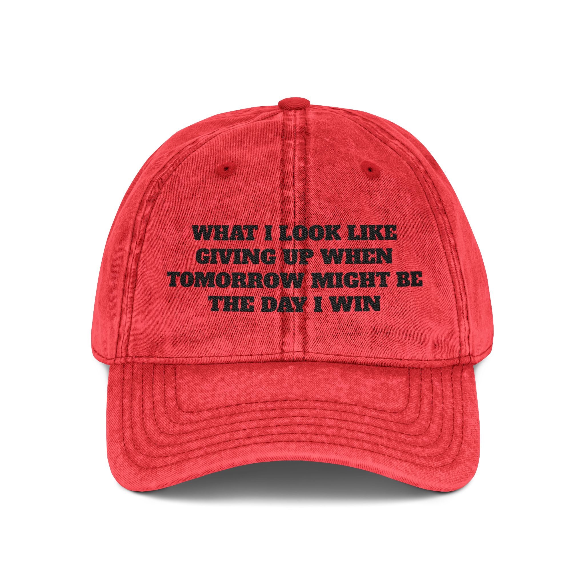 Embroidered Vintage Cap — "What I Look Like Giving Up" Motivational Baseball Hat