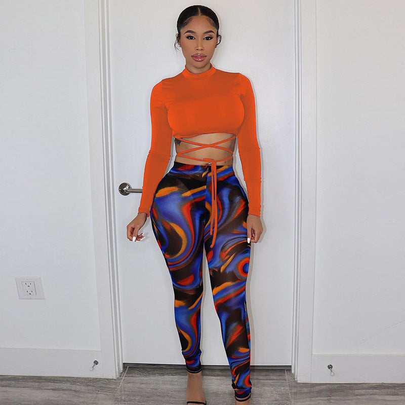 New Arrivals Strings Print Top+leggings