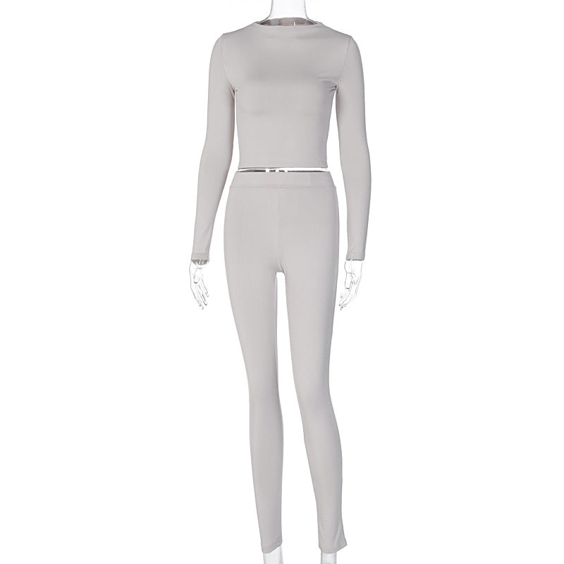 Lounge Wear Tracksuit Crop Top Legging Sexy Outfits Two Piece Long Sleeve Sets for Women