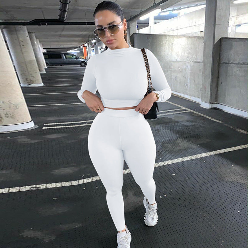 Lounge Wear Tracksuit Crop Top Legging Sexy Outfits Two Piece Long Sleeve Sets for Women
