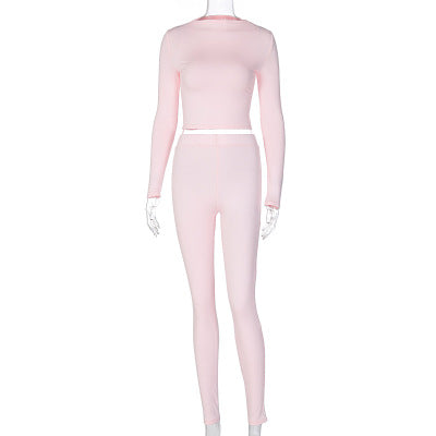 Lounge Wear Tracksuit Crop Top Legging Sexy Outfits Two Piece Long Sleeve Sets for Women