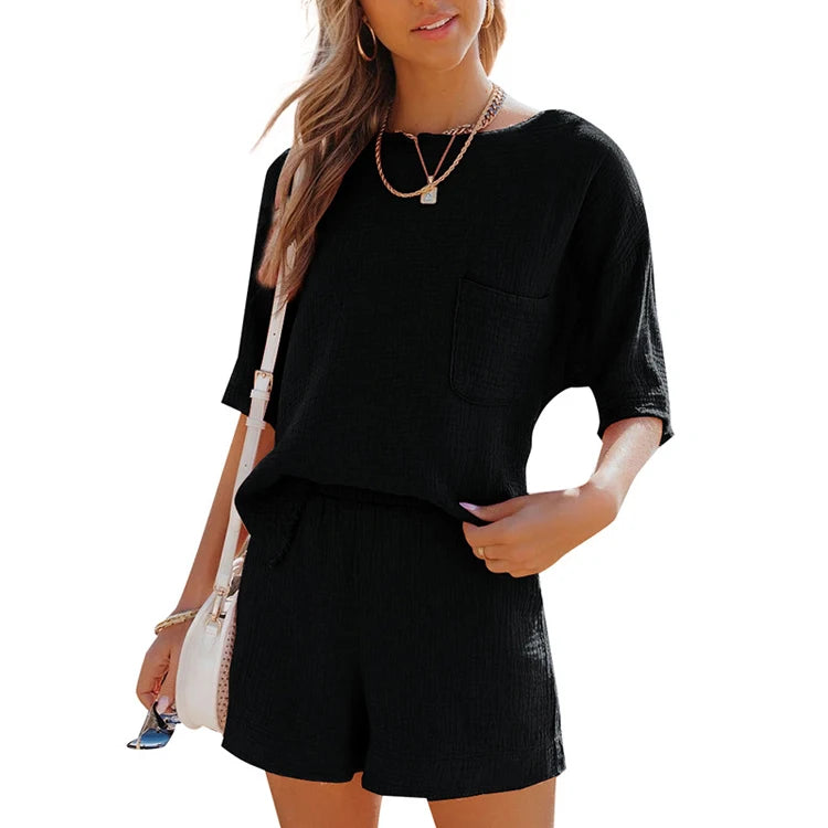 Summer Shorts Suit Linen Cotton Loungewear