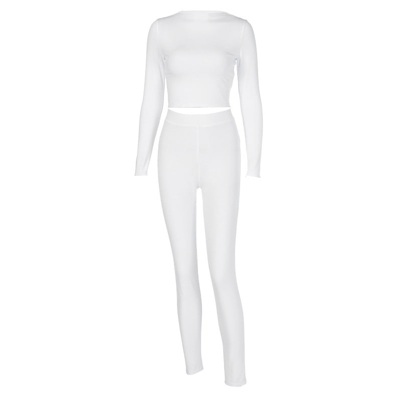 Lounge Wear Tracksuit Crop Top Legging Sexy Outfits Two Piece Long Sleeve Sets for Women
