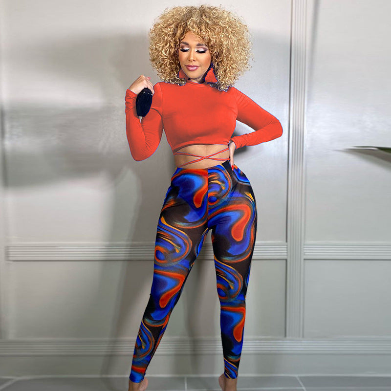 New Arrivals Strings Print Top+leggings