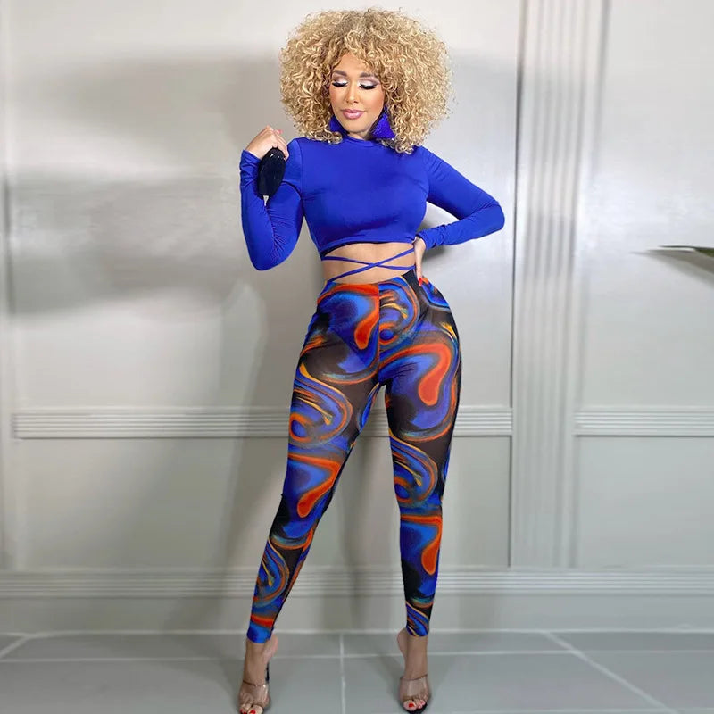 New Arrivals Strings Print Top+leggings