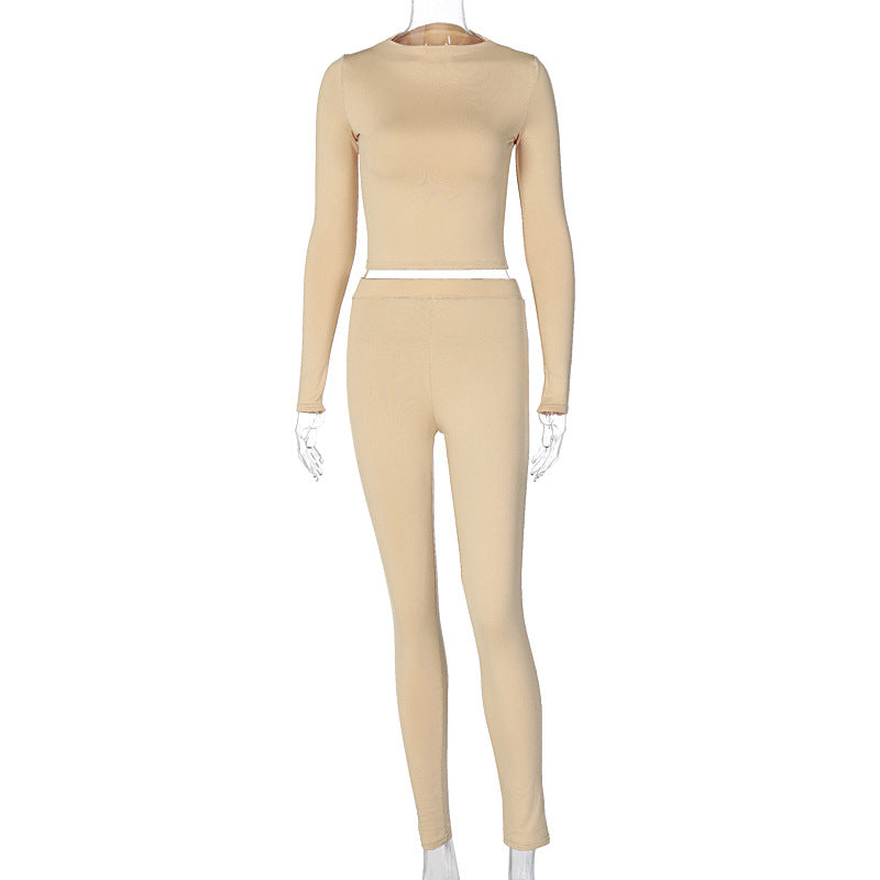 Lounge Wear Tracksuit Crop Top Legging Sexy Outfits Two Piece Long Sleeve Sets for Women