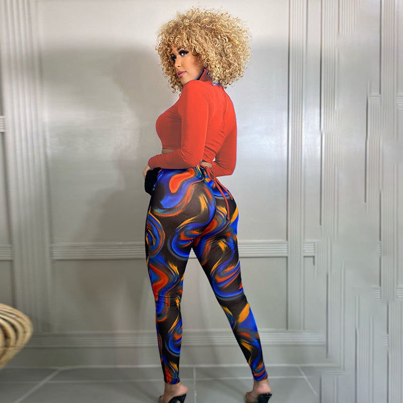 New Arrivals Strings Print Top+leggings