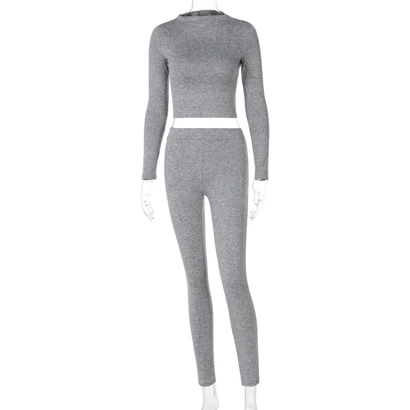 Lounge Wear Tracksuit Crop Top Legging Sexy Outfits Two Piece Long Sleeve Sets for Women