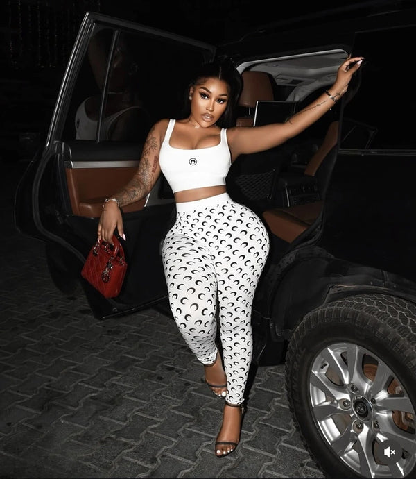 Trendy Moon Print Fitness Set