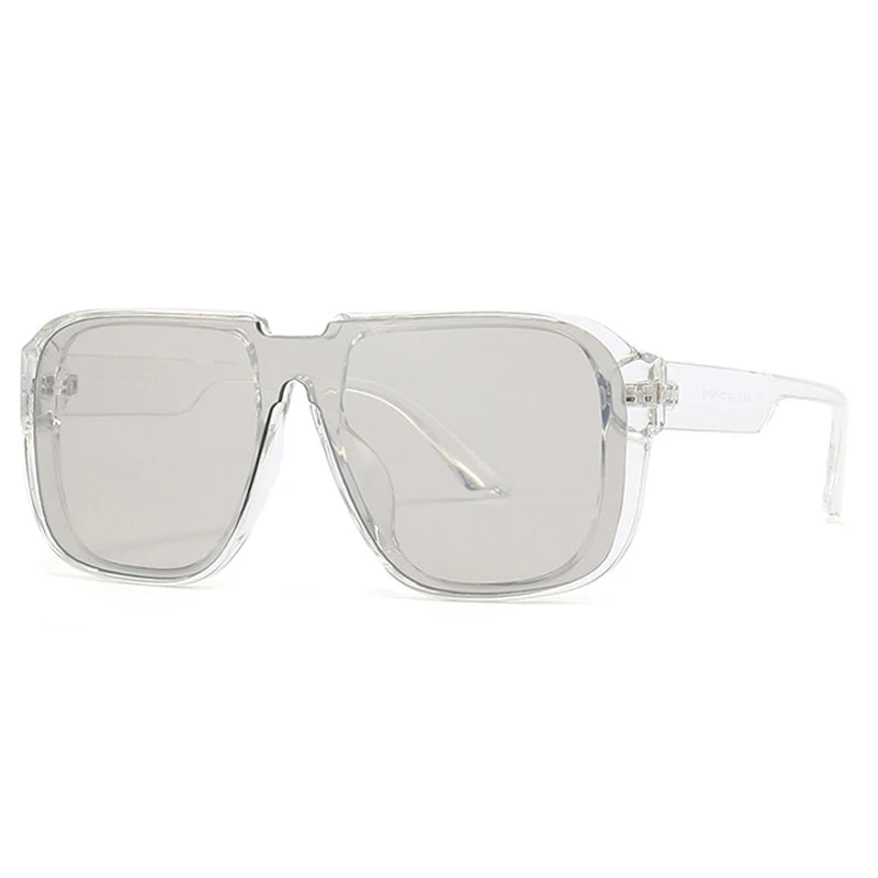 SHAUNA Retro Square One Piece Sunglasses Men Mirror Shades UV400 Flat Top Men Fashion Sun Glasses