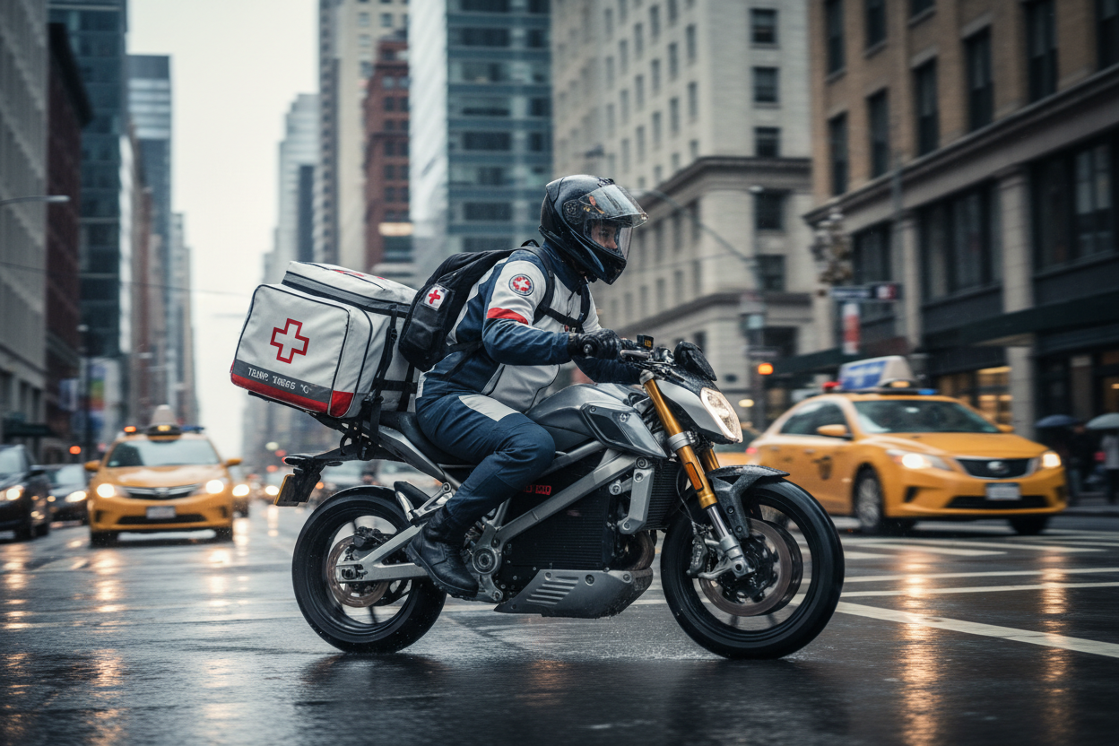 Medical Courier on Bicycle/Motorcycle
